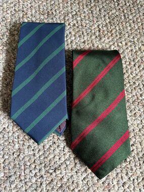 Atkinsons/Liberty Classic Striped Silk Neckties - Green & Blue Options